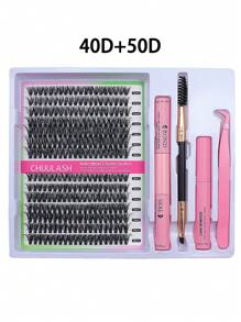 280/168 件 8-16 毫米 DIY 睫毛延长混合款式睫毛簇单独配有粘合剂和密封剂去除镊子睫毛刷用于自行化妆 - 黑色 - 查看 39