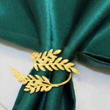 6 件金色小麦图案餐巾环，适用于酒店婚礼餐桌装饰，适合感恩节、圣诞节、日常桌面装饰