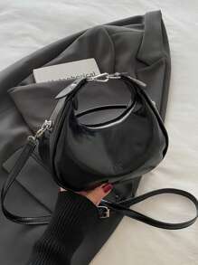 New Spring/Summer Fashion Crescent Handbag, Classic Solid Color PU Material Zipper Closure Tote Bag, Suitable For Attending Banquets, Gatherings, Queuing Festivals And Other Occasions, A Must-Have Stylish Bag - Multicolor - View 14