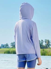 Balabala Tween Girl' Sun Protection Jacket, 2025 Summer Lightweight & Breathable - Pink Purple - View 3