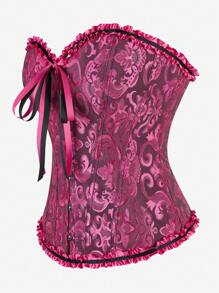 Klassiek vintage overbust bustier korset, strapless body met sweet shapewear en ruches, geschikt voor maskerade, Halloween