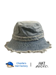 1pc Unisex Washed Frayed Edge Bucket Hat, Suitable For Everyday Wear - Bucket Hat - View 4