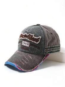 1pc Unisex Retro Distressed Washed Ripped Casual Baseball Cap, Suitable For Daily Outings - Dark Green Blue - View 3