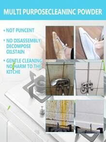 50g Multi-Purpose Cleaning Powder For Kitchen, Grease Removal, Rust Removal, Fast Oil Dissolving, Mild Ingredients, Safe For Kitchen Cleaning - White - View 7