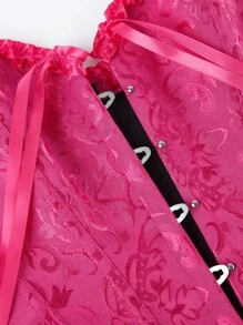 Corset tipo corsé de busto alto, corpiño sin tirantes tipo ajuste dulce, cinturón para adelgazar la cintura, con cordón y volados en la espalda para fiesta y Halloween