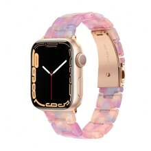 Compatible With Apple Watch Band 49mm 46mm 45mm 44mm 42mm 41mm 40mm 38mm Thin Light Resin Strap Bracelet With Stainless Steel Buckle Replacement Compatible With Apple Watch Series SE Series 10 9 8 7 Ultra 6 5 4 3 2 1 For Women Men
