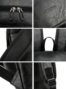 男士皮革背包，实用大容量背包适合 15.6 英寸笔记本电脑、徒步旅行、商务、PU 复古学校旅行学院工作背包