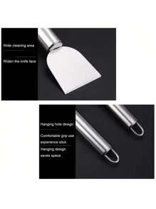 1pc Creative Kitchen Tool Stainless Steel Cleaning Spatula, Multipurpose Oil Stain Remover Scraper For Home Use - Multicolor - View 3