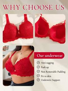 1 pieza Sujetador sin aros, ajustable, sin costuras, transpirable y cómodo de encaje sexy, talla grande, para realzar la tensión del pecho