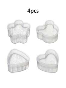 1件/4件DIY便当模具，寿司模具，饭团模具，创意造型模具，三角形饭团模具，心形模具，梅花形模具，小熊模具，面包模具，烘焙用具 - 無色 - 查看 11