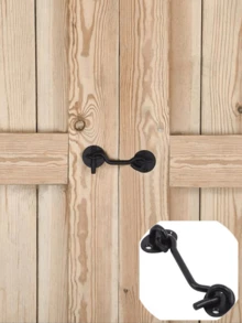 1PC 4-Inch Barn Door Lock Hardware, Slide Lock Eye Hook Latch With Screws, Rust-Resistant Metal Latch For Privacy Hook Locks For Interior Doors, Windows, Wood Fences, Garage Doors - Black - View 11