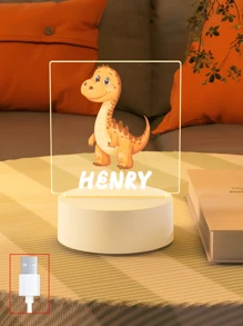 1 Abajur de Dinossauro Personalizado para Decoração de Quarto com Nome - Presente Ideal para Aniversário, Cabeceira ou Outra Ocasião - Luminária 3D Personalizada para Quarto - Presente de Dia dos Namorados, Aniversário, Presente para Namorada ou Namorado - Luz Decorativa Personalizada