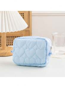 1 stuk gewatteerde make-uptas met hartpatroon, cosmetische tas, boho-sfeer, voor strandvakanties, badkamercollectie, slaapkamercollectie, grote capaciteit