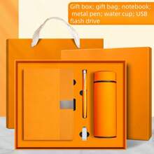 Customized A5 Vertical Striped Stitching Notebook, Premium Soft Leather, School/Business Meeting Gift Set, Corporate Culture Promotion & Grand Opening Commemorative Gift