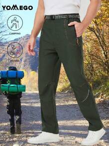 YOMEGO Pantalon de sport léger pour hommes au printemps avec bandes réfléchissantes - Respirant et séchage rapide pour la randonnée, la pêche, le cyclisme | Comprend une ceinture et 3 poches zippées