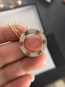 1 pièce Collier rond en cuivre orné de zirconium, de style européen et américain, design créatif et élégant pour femmes