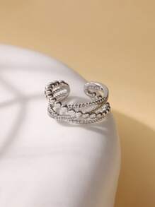 1 PC Beads Twist Cross Rings For Women Gold Color Asymmetrical Opening Ring Wedding Aesthetic Jewelry Gift