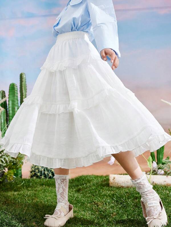 ASK JUNIOR Saia estilo princesa para meninas pré-adolescentes, saia casual/dançante média/grande