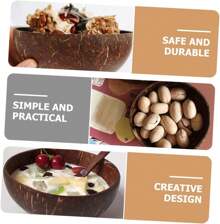 1/2 Pack Polished Coconut Bowl ,Bowl And Wooden Spoons Set ,Natural Coconut Smoothie Bowls • Healthy Choice Coco Shell Acai & Buddha Bowls •  Vegan Gifts - 自然色 - 查看 9
