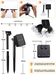 CasaBella Luces solares de cuerda de 15 metros con 90 bombillas, 8 modos de luces de hadas, luces de cadena solares LED IP65 a prueba de agua,Tiras de Luces para Exteriores,bola de burbujas de luz solar para exteriores,Perfectas para la decoración de fiestas, patios, jardines, senderos, cercas, balcones y edificios,Ideales para Navidad, Halloween, bodas, decoración de otoño, festivales, y recuerdos de fiesta temática de carnaval,decoración de festivales