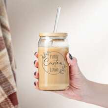 Custom Design Glass Tumbler 16oz Personalized Text Logo Photo Picture Iced Coffee Beer Soda Can Lid Straw Soft Drink Cup Gift Him Her Mom