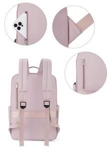 Lightweight Casual Laptop Backpack For Men And Women, Daily Use Backpack, Classical Fashion Large Capacity Travel Daypack, Business Work Bag Multi Functional For Work Travel Business For Hiking Camping For Women And Men Holiday Shop Luggage Travel Organizer Travel Stuff Ladies Bags Men Presents Outdoor Gifts For Women Friends New Year's Day Gift Valentine's Day Gift - Pink - View 9