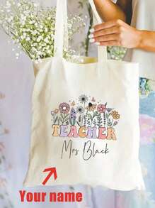 Bolso de tela personalizado con estampado - Ligero, reutilizable y con asa para el hombro para uso diario y viajes - Bolsa de compras plegable y de moda con asa fija