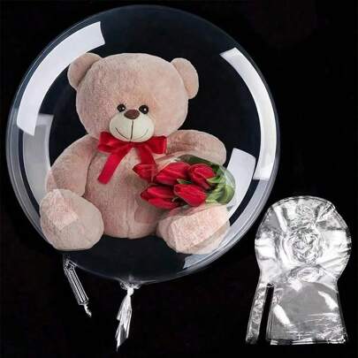 5 Extra-Large Transparent Bubble Balls, With Diameters Of 18/20/22/30 Inches, Double Openings, Crystal-Like Transparency, And Ultra-Strong Elasticity. Perfect For Holding Snacks, They Are The Perfect Spherical Shape - Ideal For Romantic Birthday Party Decorations, Perfect For Decorating Romantic Birthday Balloons