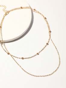 1pc Fashion Minimalist Multi-Layer Beaded Necklace For Women - Yellow - View 2