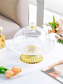 1pc Elegant Round Cake Stand Tray, Plastic, Intricate Pattern Design - Ideal For Birthday Parties, Weddings, Baby Showers, Ramadan
