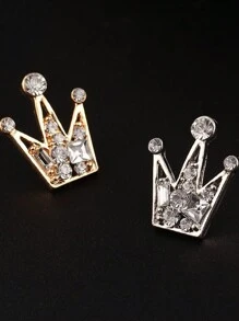 1pc Crown Brooch Pin, Metal Badge Rhinestone Embellished Crown Shaped Luxury Brooch, Unique Creative Alloy Inlaid Rhinestone Brooch Pin, Suitable For Men & Women