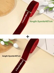一卷 5 号勃艮第天鹅绒丝带，适用于 DIY 工艺品、礼品包装和圣诞装饰 - 缝纫和针织用品