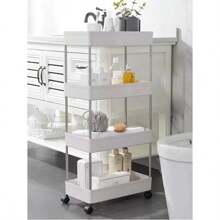 Four-Story Multifunctional Storage Rack, Crack Storage Rack, Space Saving, Convenient And Durable - White - View 9