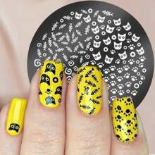 花朵/卡通/蕾丝美甲设计印花板花朵蝴蝶字母心形图案指甲印章模板 5.5 厘米指甲 DIY 模板图案印刷板美甲工具女士女孩美甲用品 - 銀色 - 查看 11