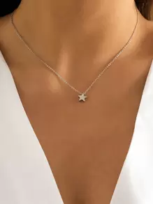 1 “简约不锈钢女士项链，配有五角星吊坠 - 适合日常佩戴”