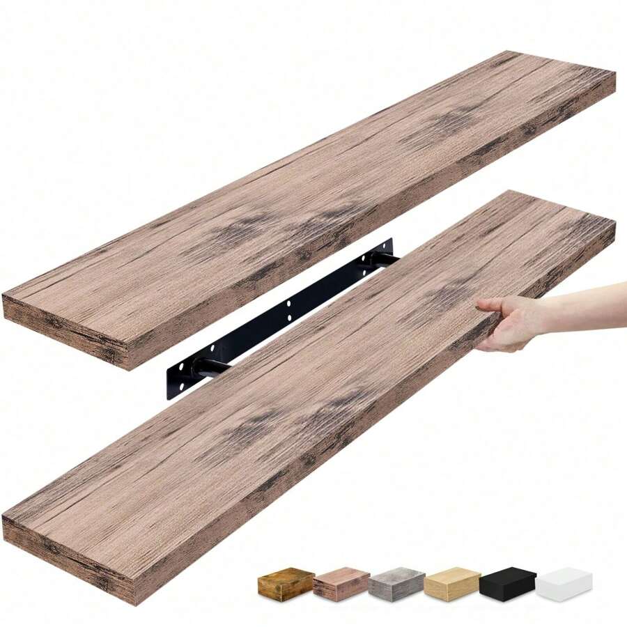 Sorbus Floating Shelves For Wall, 2 Pack (35 Inch) Long Wall-Mounted Shelves - Mahogany - View 1