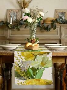 1 pieza Camino de mesa con estampado floral de primavera, decoración de flores vintage de primavera/verano para el hogar, cocina y comedor, decoración floral de granja de temporada, suministros para fiestas en interiores y exteriores, adecuado para restaurantes y cafeterías - Multicolor - Ver 6