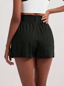 1pc VUTRU Drawstring Tennis Shorts, Flowy Lightweight For Yoga, Studio, Gym, Daily Wear, Spring/Summer - Black - View 2