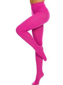 1 par de medias opacas de mujer de estilo de moda de terciopelo, calzas multicolores