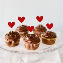 10pcs/20pcs Multicolored And Red Heart Cupcake Top, Sparkling With Love, Valentine's Day Cupcake, Valentine's Day Theme, Wedding Engagement, Bride Shower, Birthday Party, Cake Decoration Supplies