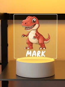 1 Abajur de Dinossauro Personalizado para Decoração de Quarto com Nome - Presente Ideal para Aniversário, Cabeceira ou Outra Ocasião - Luminária 3D Personalizada para Quarto - Presente de Dia dos Namorados, Aniversário, Presente para Namorada ou Namorado - Luz Decorativa Personalizada