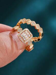 2pcs/Set Honeycomb Design Couple Rings, European And American Style