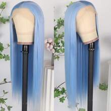 Stunning Purple Hair Synthetic Lace Front Wigs 26 Inch Pre Plucked Long Straight Hair Wigs 13X4 HD Lace Wigs Glueless Dark Purple Colored Wigs Heat Resistant Halloween Wigs Deep Purple Long Silky Straight Lace Front Wigs For Fashion Women For Daily Christmas Party Cosplay Use - 藍色 - 查看 5