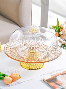 1pc Elegant Round Cake Stand Tray, Plastic, Intricate Pattern Design - Ideal For Birthday Parties, Weddings, Baby Showers, Ramadan