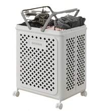 Plastikowy składany kosz do przechowywania brudnych ubrań, domowy, przenośny kosz do przechowywania w łazience z kółkami