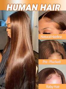 Brown Straight Lace Front Wigs 13x4 Human Hair Wigs Transparent Lace Frontal Wig Pre Plucked Remy Brazilian Human Hair Wigs 150% Density