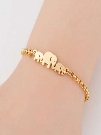 Brazalete con dije de elefante de acero inoxidable para mujeres y parejas, joyería de moda, brazalete de regalo de cumpleaños para damas