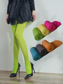 1 Pair Opaque Candy-Colored Tight Pantyhose For Women - Multicolor - View 2