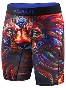5pcs/Set Animal Printed Long Boxer Briefs, Stretchy Comfort Sports Casual Underwear - 彩色 - 查看 9