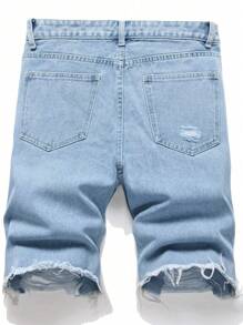 Men's Distressed Pocket Bermuda Denim Shorts, Casual